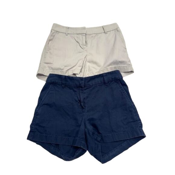 LOT of 2 J.Crew Women's 3.5" Classic Chino Shorts Size 0 Navy Gray Cotton - Picture 1 of 10